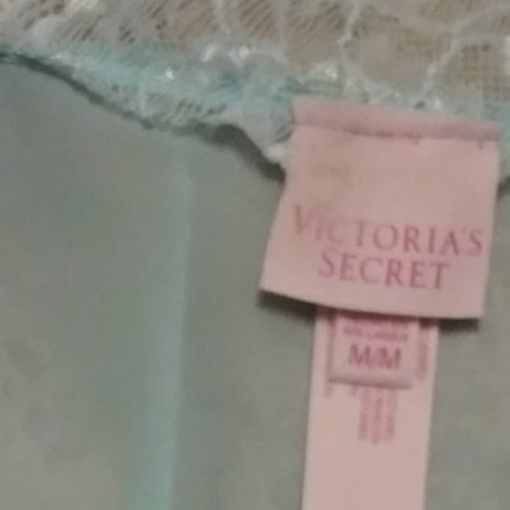 Vintage Victoria's Secret Light Blueish Green Chemise with Green Bows Size M 🌷 - Picture 2 of 7